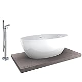 BERNSTEIN® Freistehende Badewanne TERRA 2.0, Wanne aus Sanitäracryl - 160 x 80 x 58 cm, Acrylwanne in Weiß Glänzend, Standarmatur:Inkl. Standarmatur 1521