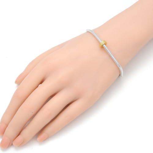 Adabele 1pc Authentic Sterling Silver 3mm Snake Chain Bracelet 6.5" 7" 7.5" 8" 8.5 inch Hypoallergenic Nickel Free Tarnish Resistant Women Men Jewelry Made in Italy3