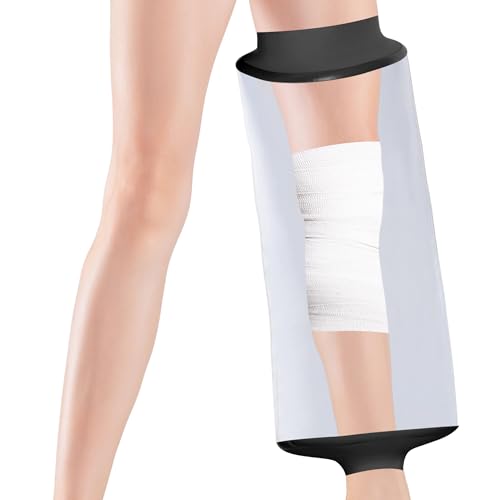 Meydoja Adult Knee Cast Covers Shower Waterproof Knee Shower Protector for Knee Replacement/AGL Surgery, Watertight to Keep Cast and Bandage Dry for Knee Circumference from 11.8