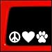 Peace Love paw dog vinyl sticker decal - Puppy cute animal pet decal car truck peace sign