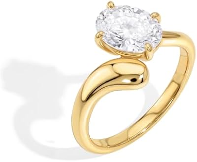 Hefanny 14K Gold-Plated Wedding Bands for Women Dainty Stackable Cubic Zirconia Promise & Engagement...