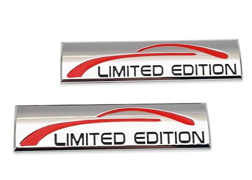 Image of Pair Set Limited Edition Car Emblem Premium 3D Sport Turbo Badge Auto Rear Trunk Side Decal Sticker (Gloss Silver)