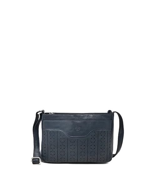 Laura Valle BELISA – Bolso Cuero Mujer Bandolera Pequeña Mujer de Piel – Bolsos de Piel Auténtica con Compartimentos – Elegancia - Uso Diario - Correa de Hombro (Azul)