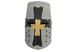 13” Medieval Style Steel and Brass Wearable Crusader Helmet with Adjustable Leather Cap