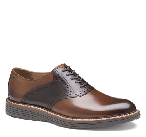 Johnston & Murphy Men's Hodges Saddle Lace-Up Oxford, Tan/Mahogany Full Grain, 8.5 M