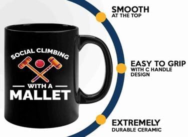 Croquet Coffee Mug 11oz Black -Social climbing - Tennis Racquetball Outdoor Game Netball Softball For Sport Lover, BHUGSLEADER8526