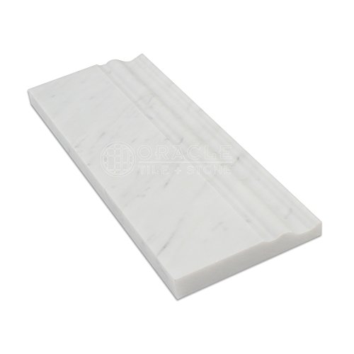 Carrara White Italian (Bianco Carrara) Marble Baseboard Trim Molding, Honed