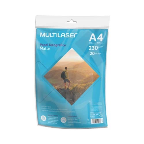 Papel Fotográfico Matte A4 230g 20 folhas - Multilaser PE046
