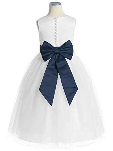 Lito Satin Flower Girl Dress w/Removeable Sash and Tulle Skirt2