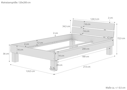 Erst-Holz®Einzelbett Buchebett massiv weiß 120x200 Futonbett Bettrahmen Rollrost Matratze 60.86-12WM – Bild 4