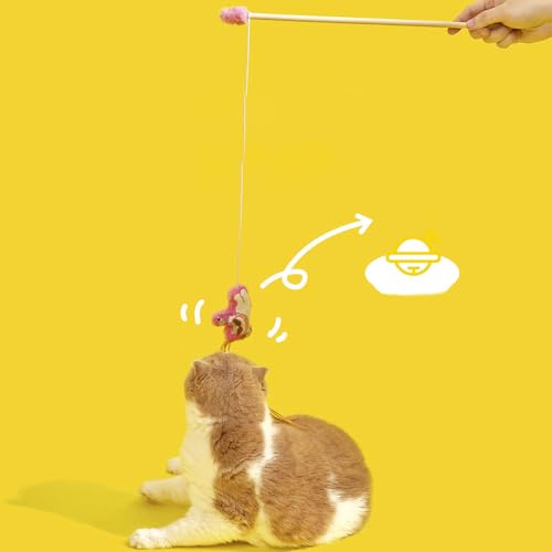 Borlas y pluma para gato interactivo que evitan el aburrimiento en el hogar 5