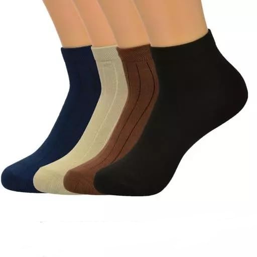 Men's Casual High Ankle Sports/Gym/Formal Socks | Made with Cotton & Spandex- Pack of 4 (Free Size) (Multicolour) | High Ankle Socks for Men |-image-13