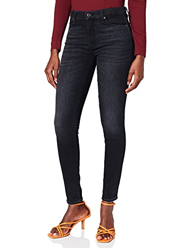 7 For All Mankind Women's HW Skinny Slim Illusion Upbeat Jeans, Black, 23