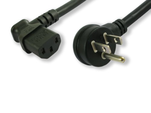 Lynn Electronics C13R515PR15A-3F Power Cord IEC 60320 C13 Right Angle to NEMA 5 SJT Jacket, 15-Amp/125-volt, Black
