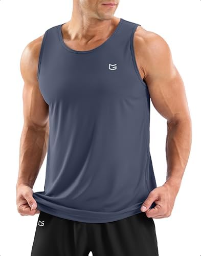 G Gradual Men's Workout Tank Tops Sleeveless Muscle Shirts Summer UPF 50+ Quick Dry Shirts for Men Athletic Running Gym(Dusty Blue,XL)