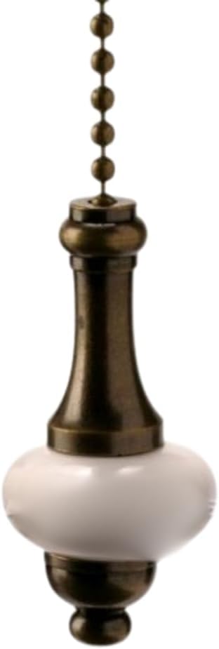 Decorative Antique Brass/Bronze & White Ceramic Disc Bathroom Pull Chain/Pull Cord Replacement