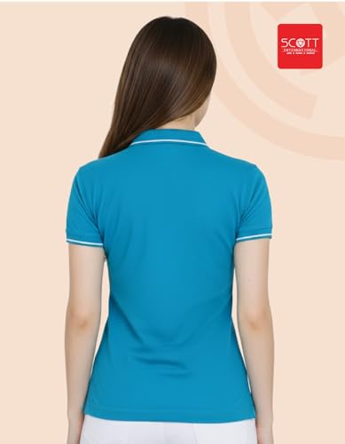 Image of Scott International Women's Cotton Polo T-Shirt | Half Sleeve Plain Collar Tee | Stylish Casual Top | Plain T-Shirt for Girls | Workwear for Office & Casual Wear