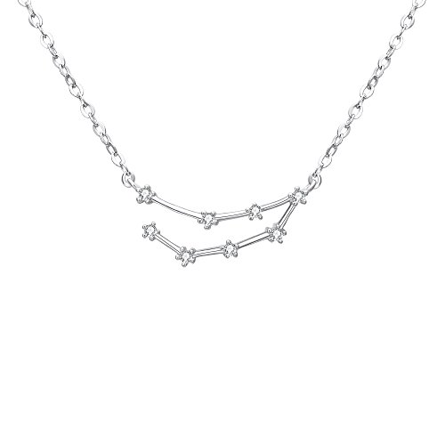 Clearine Collares de Mujer Serie de Constelación Capricornio Colgante Plata 925 Zirconia Cúbica Horóscopo Exclusivo para Regalo Boda Novia
