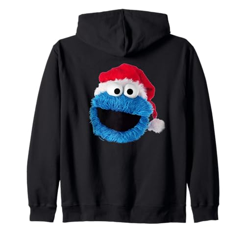 Sweat à capuche Cookie Monster Noël avec bonnet de Père Noël zippé