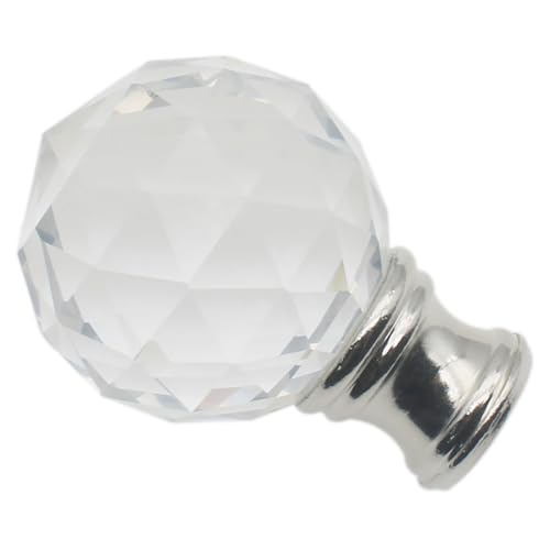 Image of 1 Pcs Crystal Lamp Finials Decorative Diamond Lamp Shade Finial 1-3 /4 inch Lamp Finial Cap Knob Clear Finials for Lamp Shades