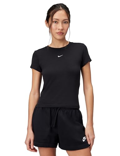 Nike Womens Sportswear Chill Knit T-Shirt Black/White Large