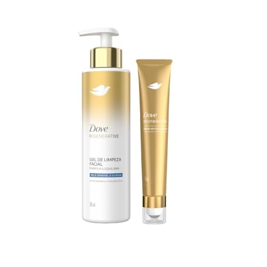 Kit Dove Regenerative Gel de Limpeza Facial Pele Sensível e Oleosa 300ml + Sérum Antiolheiras 15ml