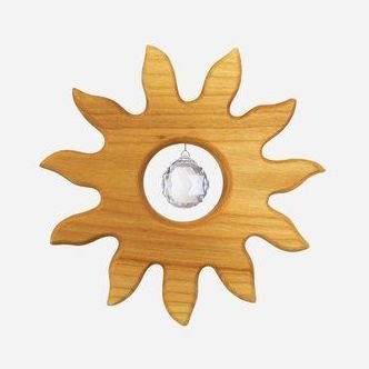 Holz Spiel Art Wooden Sun Window Decoration Suncatcher with Crystal