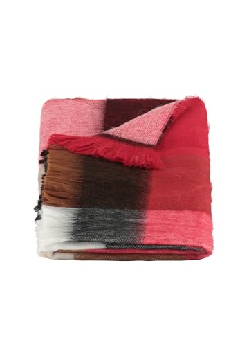 Alpaca Loca Bufanda roja bloqueada, negra y natural, talla única, rojo, Talla única