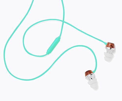 Symphonized Aln Premium Genuine Wood In-Ear Noise-Isolating Headphones, Earbuds, Earphones With Mic (Turquoise) #TOP3