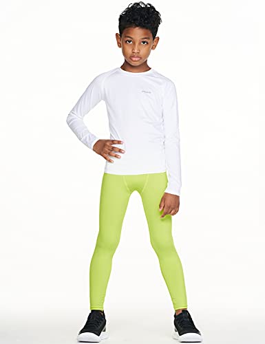 Tsla Boys Youth Upf 50+ Compression Pants Baselayer, Cool Dry Running Tights, 4-Way Stretch Workout Leggings, 2P Pants Navy/Neon Yellow, 20 #TOP5
