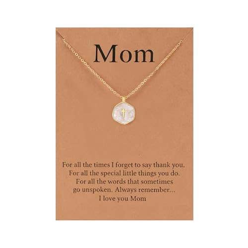 plswanfrog Mom Necklace for Women Tiny Cross Pendant Necklace Gold...