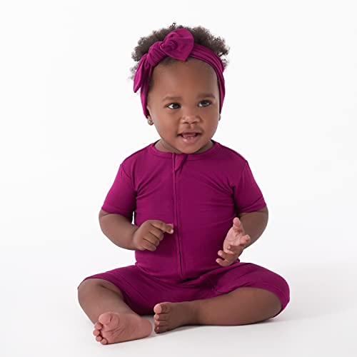 Gerber Unisex Baby Buttery-soft Short Sleeve With Viscose Made Eucalyptus Romper, Raspberry, 12 Months US - image 2