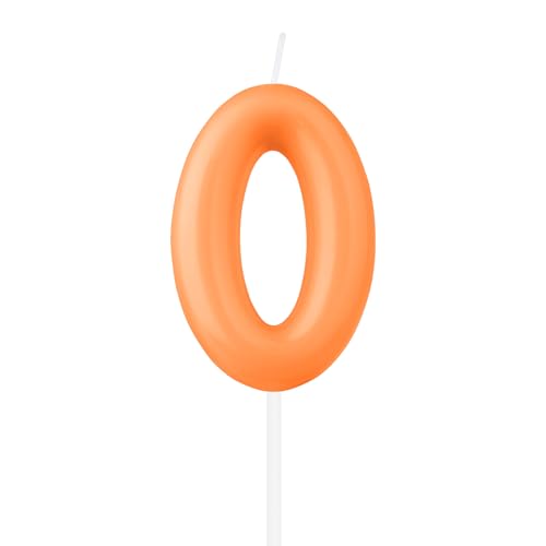 iNINGER Macaron Orange Number 0 Candles, Happy Birthday Candle for Cake, Cake Topper Decorations for Girl Women Pastel Sweet Birthday Party Decorations