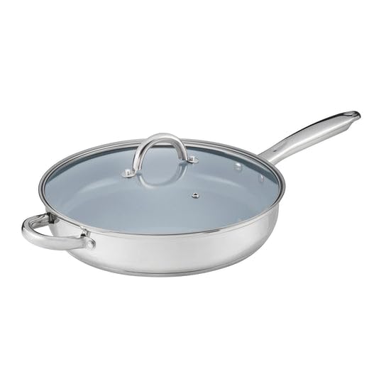 Cooks Professional 30cm Stainless Steel Sauté Pan with Long Handle, 4.5L Capacity, Non-Stick Ceramic Interior & Glass Lid | Dishwasher & Oven Safe Cooking Pan Pot | Suitable for All Hobs — image 1