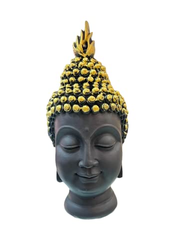Image of AUGEN Polyresin Buddha Idol Gold Black Statue Showpiece for Home Decor Decoration and Gifting (1 Piece,G2-316)