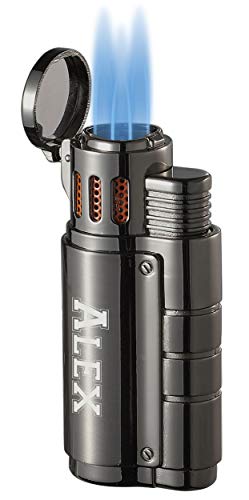 Personalized Visol Champ Gunmetal And Orange Triple Torch Cigar Lighter With Free Laser Engraving ([C] Text) #TOP3