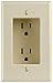 Leviton 689-I 15 Amp 1-Gang Recessed Duplex Receptacle, Residential Grade, with Screws Mounted to Housing, Ivory