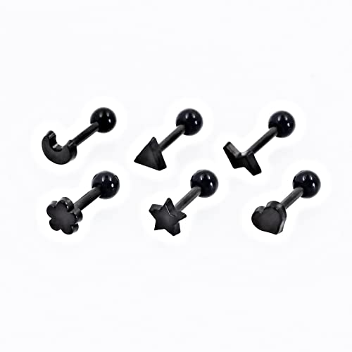 Piercingart 24Pcs 16G Plastic Earrings Tragus Cartilage Daith Conch Helix Piercing Lobe Retainers Black Silicone Plastic Piercing Jewelry Rook Nose Lip Labret Studs For Surgery Work Mri #TOP2