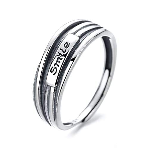 Bague réglable en argent 925 smile qui s'ajuste à tous les doigts
