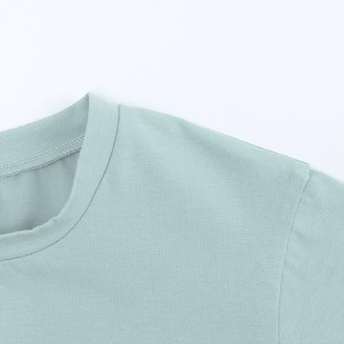 Toddler Kids Girls Boys Solid Color Soft Comfy 2PCS Set Short Sleeve Shirts and Pants Sets Summer Vacation4