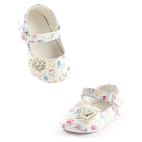 Baby Shoes, Toddler Shoes for Girls and Boys, PU Leather Baby Princess Shoes Non-Slip, The First Pair of Newborn Casual Shoes, 6-12 Months (White, 0_Months) Cover