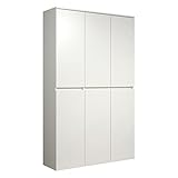 Farbe: Weiß, Grifflos trendteam Garderobenschrank Multifunktionsschrank Mehrzweckschrank 6-türig Nevada weiß 111 x 191 x 34 cm