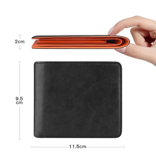 men's wallet Genuine Leather Wallet Men Classic Black Soft Short Purse RFID Blocking Male Credit Card(Black)2