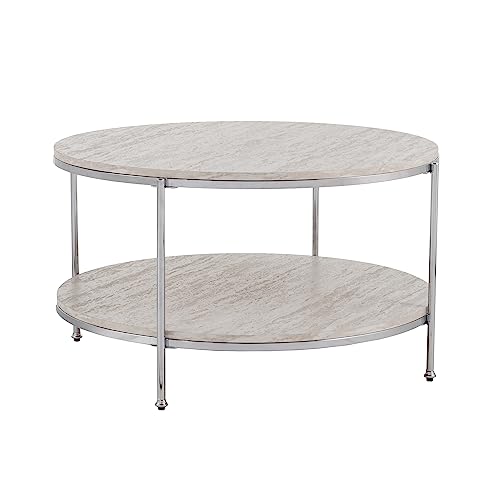 Silas Round Faux Stone Cocktail Table #TOP29