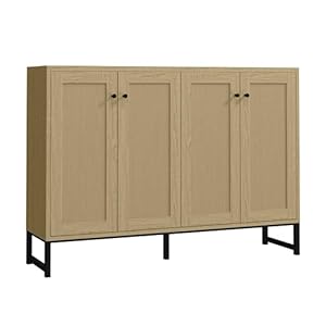 Panana sideboard accent storage cabinet with rattan decorated 4 doors dining room freestanding kitchen buffet table cupboard natural  urban country home decor