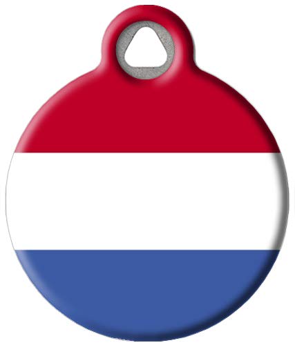 Dog Tag Art Netherlands Flag Personalized European Flags Pet ID Tag for Dogs and Cats, Silent Polymer Coated Dutch Flag Dog Tag with Customized