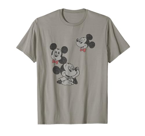 T-shirt Mickey Disney homme en coton avec imprimé trois visages classiques