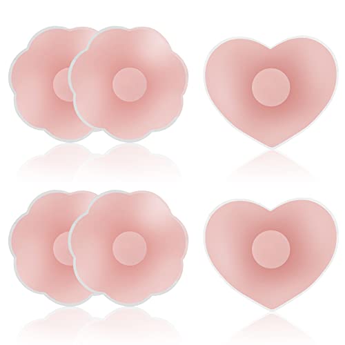 Mousyee nippelpads, nippelabdeckung, Nipple Pads, nippel Cover, 6,5 cm nippli Mit Aufbewahrungsbox, Hülle aus Nippel-Silikonstickern, Zwei Paar Blütenblättern und einem Paar rund Cover