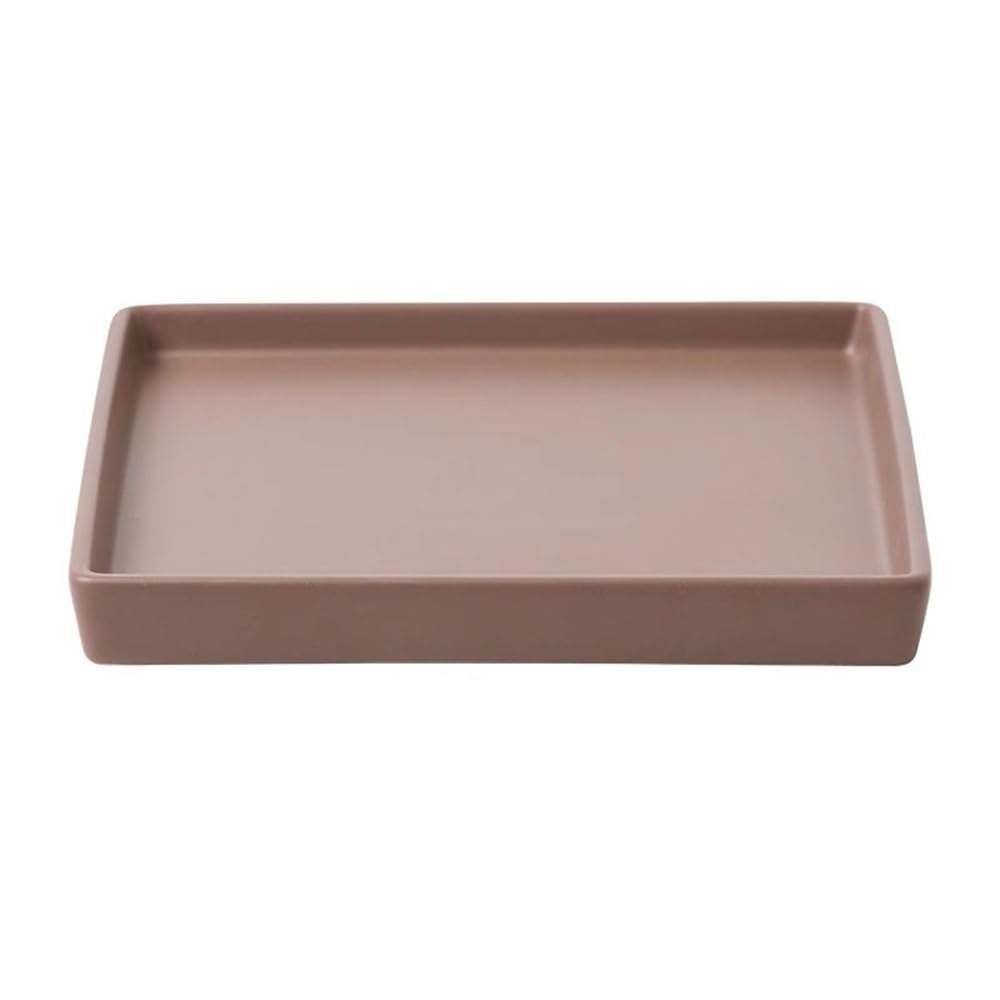 Prettiee plant dish saucer Flower Planter Drip Tray Ceramic, Square Plant Saucer for Living Room Balcony Patio (Bruin S)
