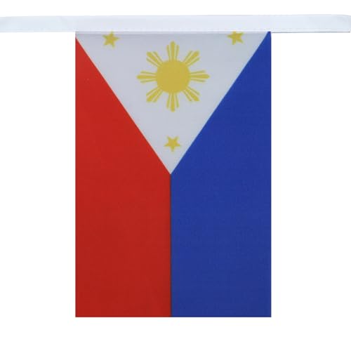 Image of AZ FLAG Philippines 6 meters BUNTING Flag 20 flags 9'' x 6'' - Filipino STRING flags 15 x 21 cm